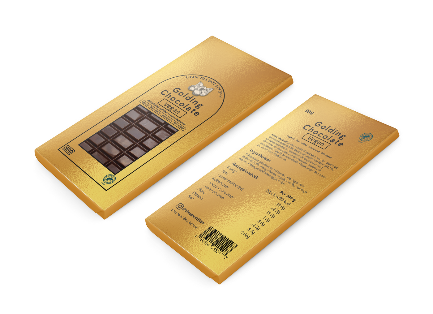Mörk chokladkaka  Sockerfri  (90 g)